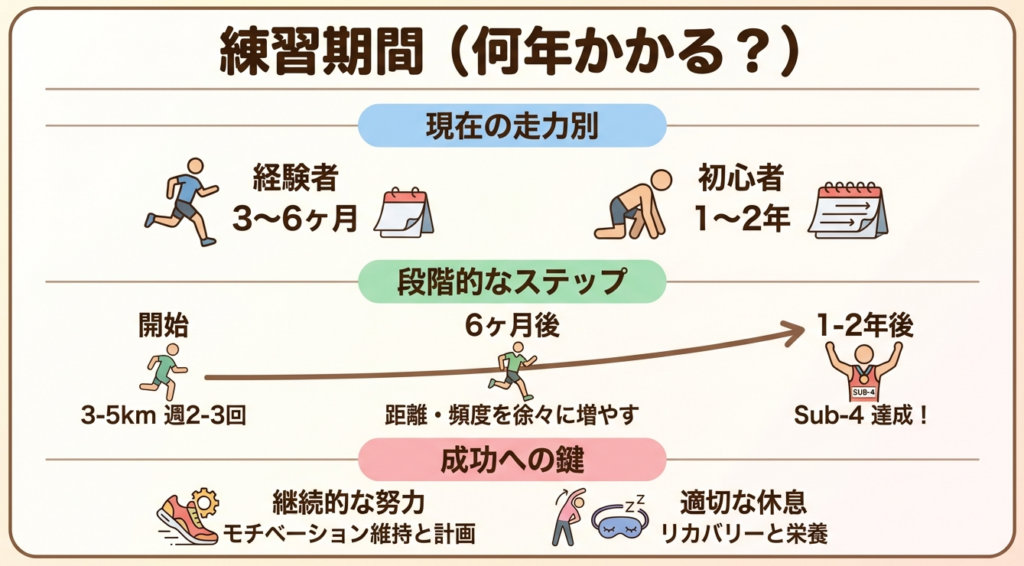 サブ4の練習期間(何年かかかる?)