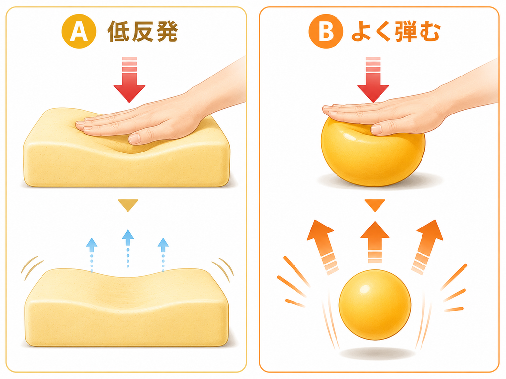 「よく潰れる」と「よく跳ね返る」は別物
